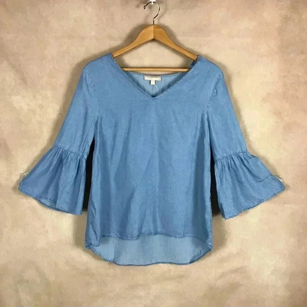 Soft Bell Sleeve Blue Belle Boho Top NWT SMALL